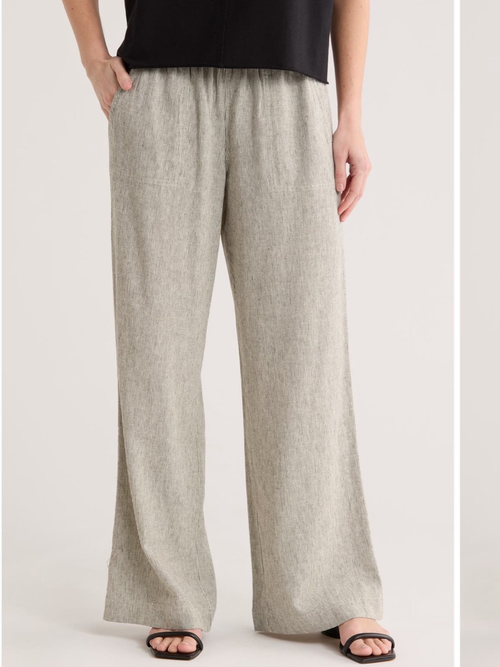 Caslon Wide Leg Linen-Blend Pants in